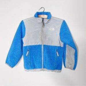 Th North Face Blue Gray Zip Up Fleece Jacket Size 5 Little Girls